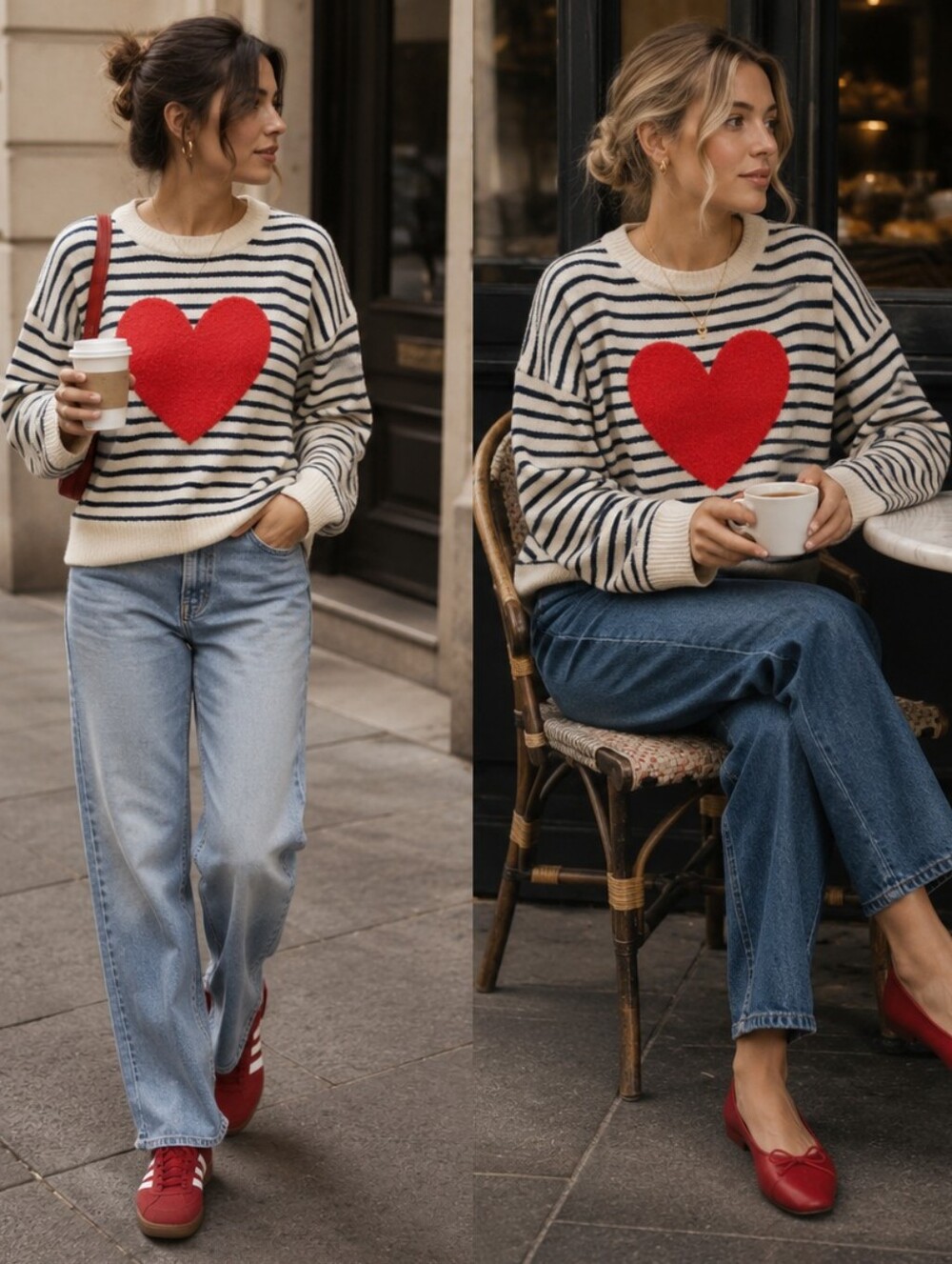 Old Navy Heart Stripes Knit Pullover Crewneck Sweater Nautical Love Womens